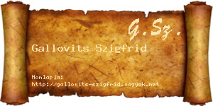 Gallovits Szigfrid névjegykártya